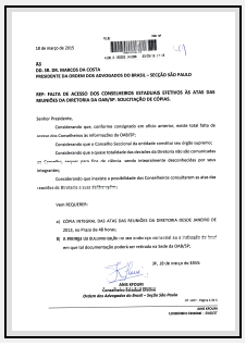 Falta de acesso dos conselheiros às atas das reuniões da diretoria da OAB/SP